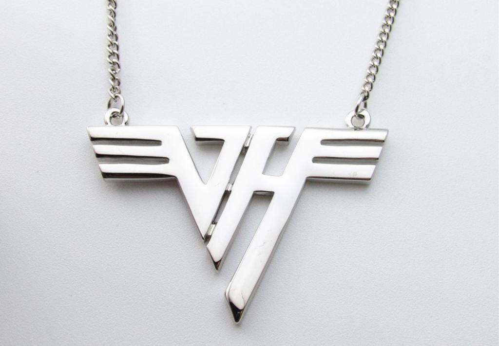 silver van halen logo necklace