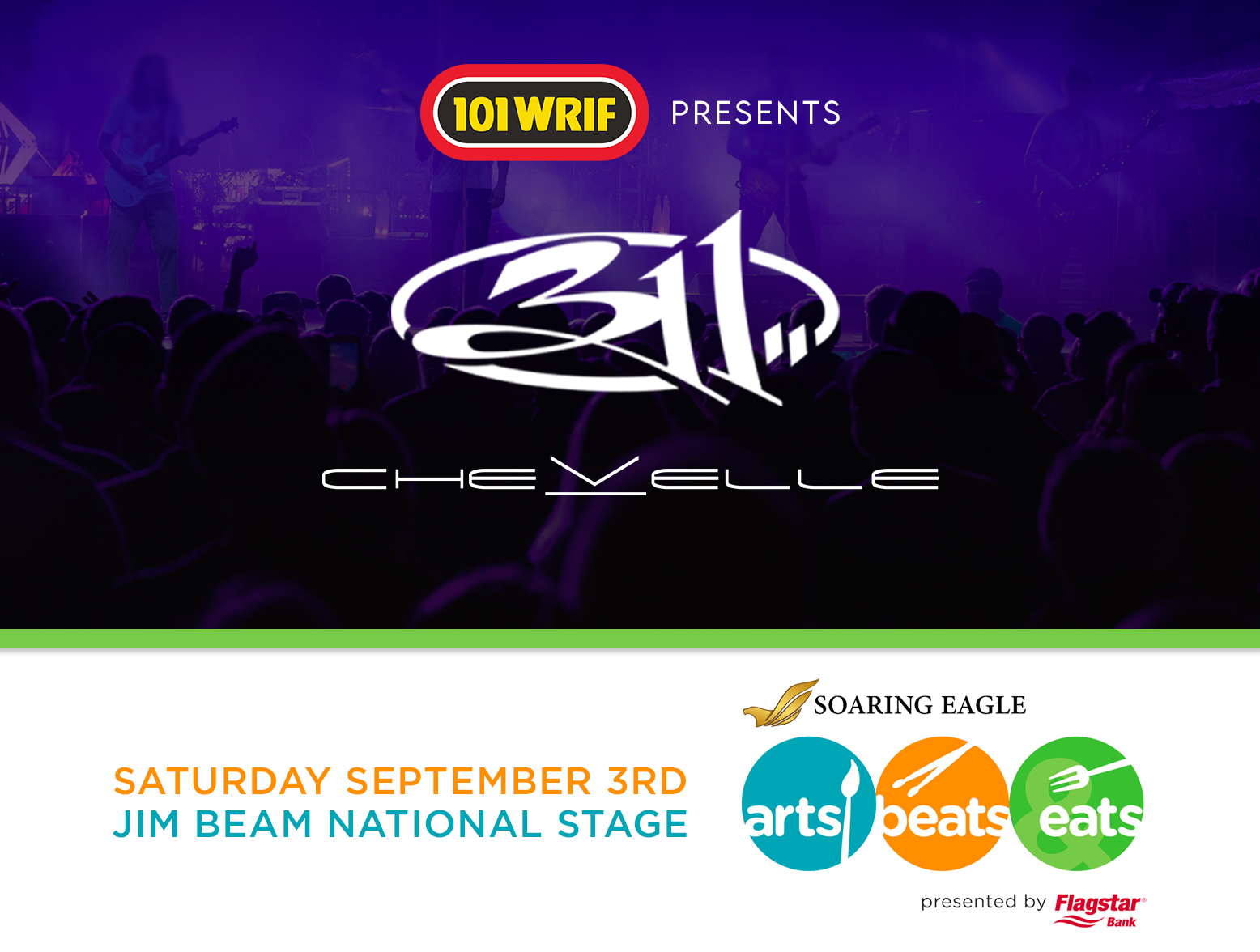 101 WRIF Presents Chevelle and 311 At Soaring Eagle Arts, Beats, and Eats