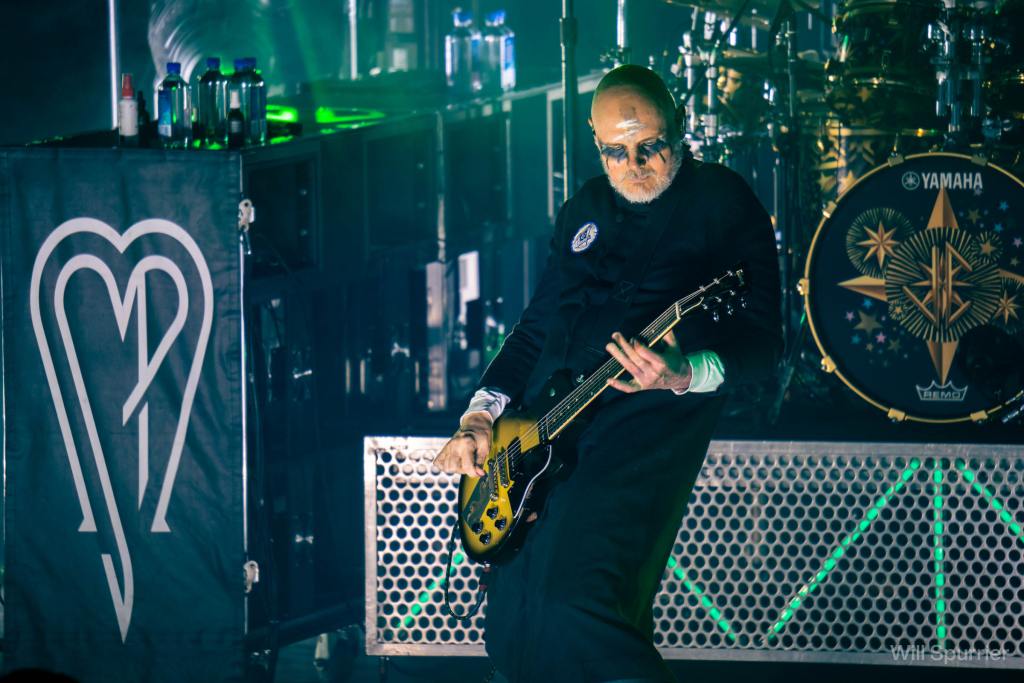 Billy Corgan of Smashing Pumpkins performs at Pine Knob Music Theatre on September 6, 2023.