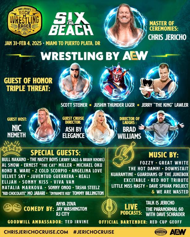 Chris Jericho's Rock N’ Wrestling Rager at Sea Giveaway lineup